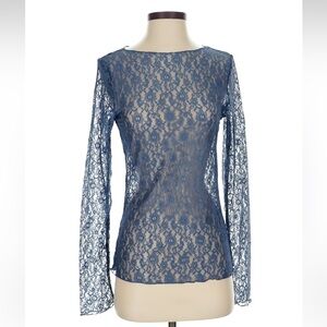 blue H&M lace long sleeve top